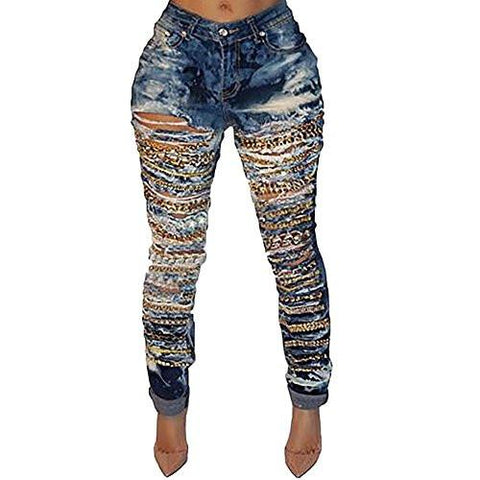Knee Casual Stylish Hip Hop Skinny Denim Ripped Boyfriend Xl