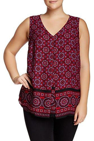 Daniel Rainn Plus Mandala Print Blouse Red 2XL