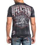 Shirt Motorcycle Skull Short Slvs Crew Neck In Black Lava Wash