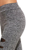 Legging Grey Knit Mesh Insert Ripped Tights Yoga Slim Pants S