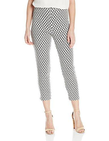Diamond Print Cropped Pant Offwhite Black S