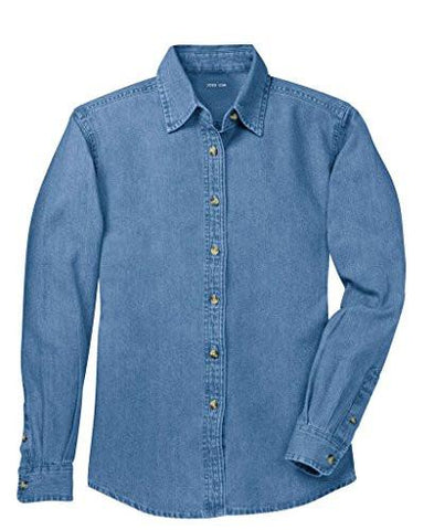 Joes USatm Ladies Long Sve Value Denim Shirt Medium Faded Blue