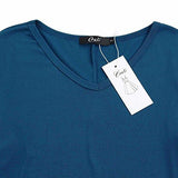 Creti Fashion Crew Neck Long Sleeve Loose T Shirt Tunic Dress Medium Navy