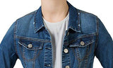 Perhaps U Cropped Denim Jacket For Teen Girls Classic Long Sleeves Jean Tops S Dark Blue