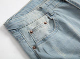 Skinny Ripped Distressed Destroyed Slim Straight Fit Zipper With Holes W 36 Denimvintage Blue