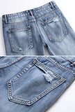 Men Ripped Slim Fit Straight Denim Jogger Pants Vintage Style With Broken Holes 05 W38