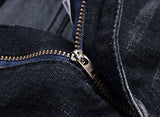 Men Zipper Deco Stretch With Broken Hole 34 Black