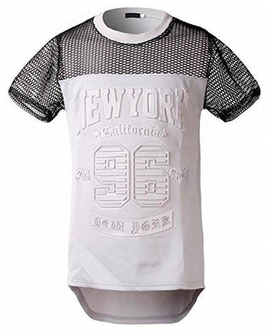 M2MO FASHION EMBOSSING SHORT SLEEVE TSHIRT BLOUSE WHITE US L