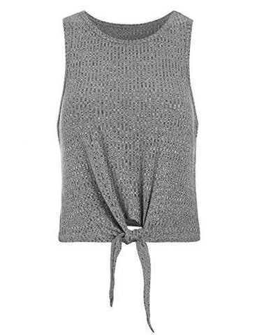 Crop Top Vest Ribbed Tank Top Grey Medium