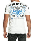 Shirt Live Fast Short Slvs Eagle Crew Neck In White