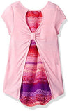 BIG GIRLS TIE BACK FABRIC MIX TOP PINK HEATHER S7