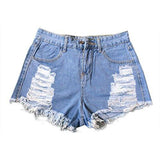Gbsell Fashion Hot Ripped High Waisted Denim Shorts Beach Pants Light Blue L