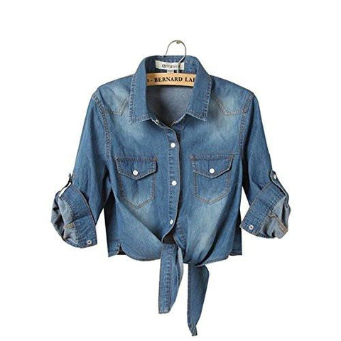 Hsd Cool Knotted Short Denim Shawl Coat Top Jacket Dark Blue Asian XXxl