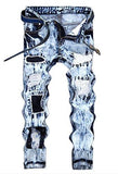 Snow Washed Ripped Slim Fit Blue 36