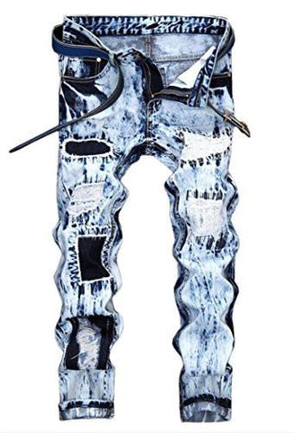 Snow Washed Ripped Slim Fit Blue 36