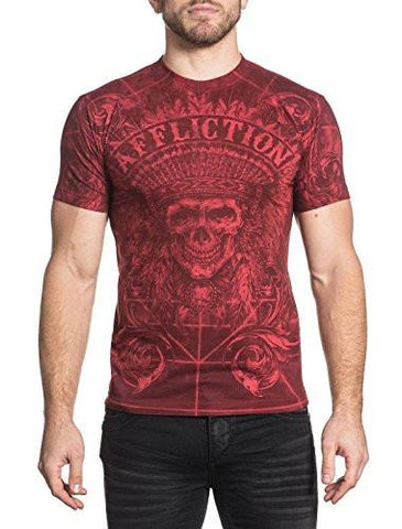 Affliction Distortion Tee Shirt Dirty Red Wash Large