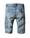 MEN MOTO BIKER JEANS SHORTS DENIM SHORT PANTS W32