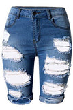 Dokotoo Casual Denim Destroyed Bermuda Shorts Large Blue