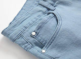 Light Blue Skinny Stretch Washed Slim Fit Straight Pencil Pants W34×32L
