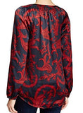Daniel Rainn Large Smocked Neck Tie Blouse Black L