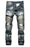Ripped Slim Straight Fit Biker Dark Blueus 32
