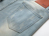 Skinny Ripped Distressed Destroyed Slim Straight Fit Zipper With Holes W 36 Denimvintage Blue