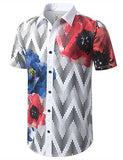 URBANCREWS Hipster Hip Hop Floral Short Sleeve Button Down Shirt WHITE S