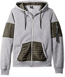 Long Sleeve Hooded Full Zip Fleece Sweatshirts With Utility Nylon Details Heather Grey Large