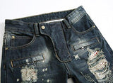 Ripped Slim Straight Fit Biker Dark Blueus 32