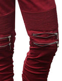 Hipster Hip Hop Biker Jogger Pants Burgundy XXLarge
