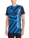Short Sleeve Foil And Screen Print Tshirt With Zebra Like Patterns Royal Small