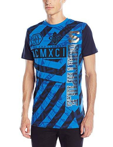 Short Sleeve Foil And Screen Print Tshirt With Zebra Like Patterns Royal Small