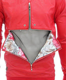 Imperious Cross Zipper Faux Leather Long Sleeve Pullover Shirtredm