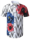 URBANCREWS Hipster Hip Hop Floral Short Sleeve Button Down Shirt WHITE S
