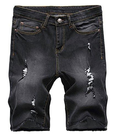 Fashion Ripped Short Slim Fit Denim Short Blackus 32