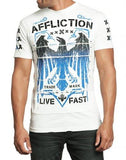 Shirt Live Fast Short Slvs Eagle Crew Neck In White