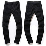 Men Ripped Slim Fit Denim Pants Skinny With Broken Holes W34 Black