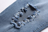 Slim Destroyed Ripped Stretch Holes Distressed Skinny Denim Jogger 36
