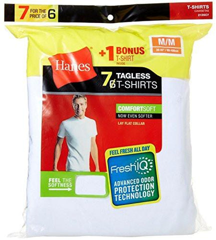HANES RED LABEL FRESHIQ COMFORTSOFT CREWNECK TSHIRT BONUS PACK WHITE MEDUIM