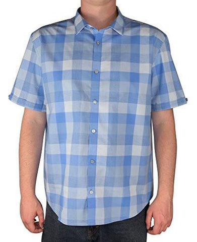 CALVIN KLEIN MEN COTTON TWILL SHORT SLEEVE BUTTON FRONT SHIRT XLARGE REGATTA
