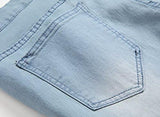 Light Blue Skinny Stretch Washed Slim Fit Straight Pencil Pants W34×32L