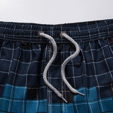 LAND PRINTING QUICK DRY BEACH BOARD SHORTS SWIM TRUNKS PLUS SIZE BLUEPLAID 3334 WAIST XXL