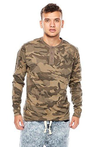Guys Imperious Excellent Camo Henley Long Sleeves Tees Tops Ts01 Xl Grey