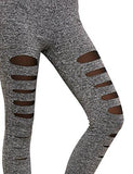 Legging Grey Knit Mesh Insert Ripped Tights Yoga Slim Pants S