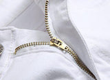 White Zipper Ripped Distressed Destroyed Skinny Fit With Holes White 32