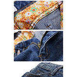 Blostirno Denim Shorts Cuffed Short Pants Flowery Ripped10