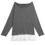 Creti Casual Long Sleeve Loose Batwing Knitted Pullover Sweater Tee Tops