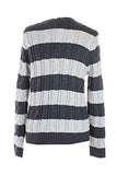 Charcoal Silver Striped Cableknit Sweater L