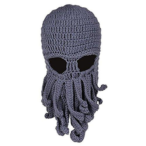 Tentacle Octopus Cthulhu Knit Beanie Hat Cap Wind Ski Mask Gray Color