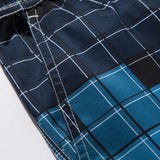 LAND PRINTING QUICK DRY BEACH BOARD SHORTS SWIM TRUNKS PLUS SIZE BLUEPLAID 3334 WAIST XXL